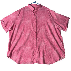 Robert Graham Modern American Pink Casual Button Down Shirt 4XL Linen Blend